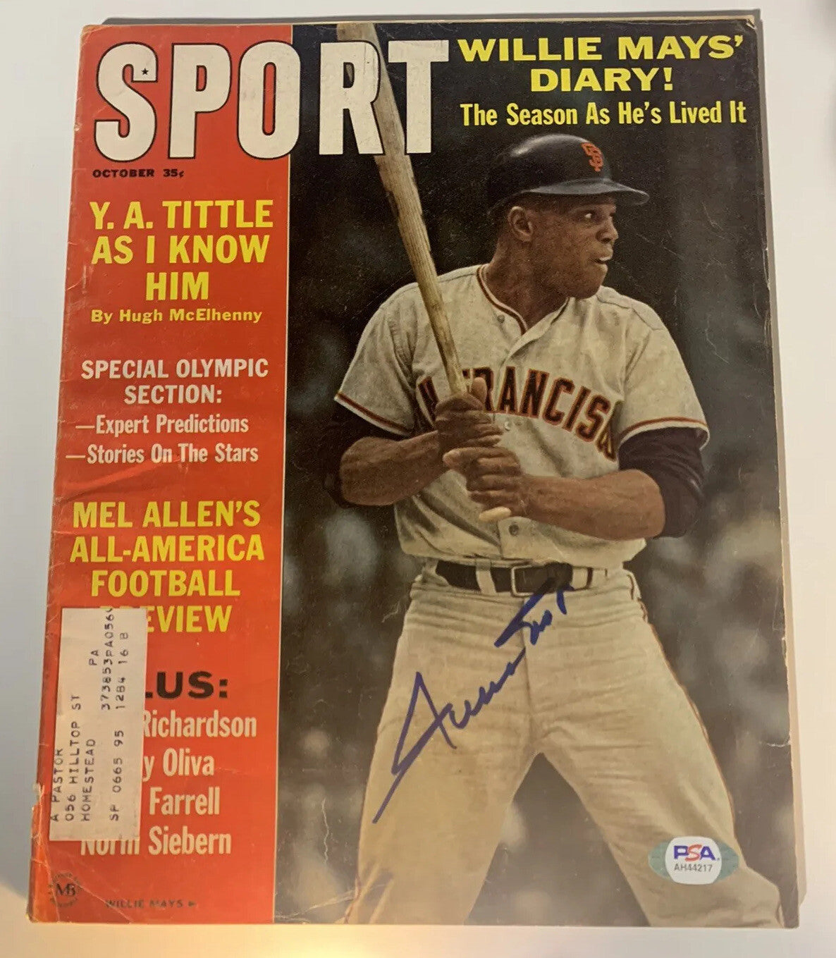 Willie Mays Signed Sport Magazine PSA/DNA NY San Francisco Giants Autographed