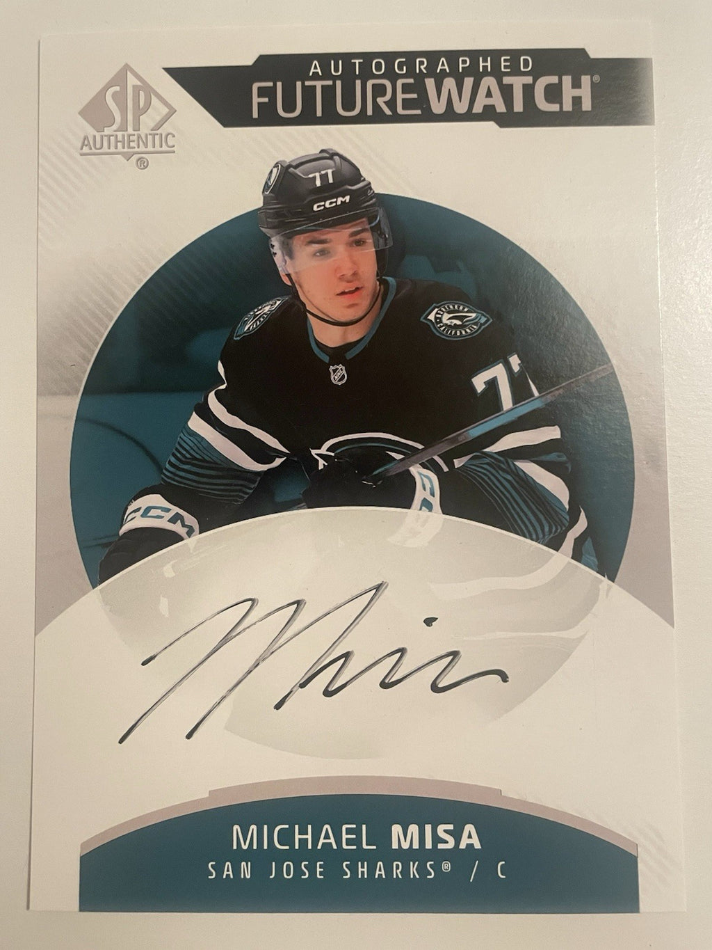 Michael Misa Signed 2025-26 SP Future Watch Jumbo 5X7 UD Launch Party Exclusive