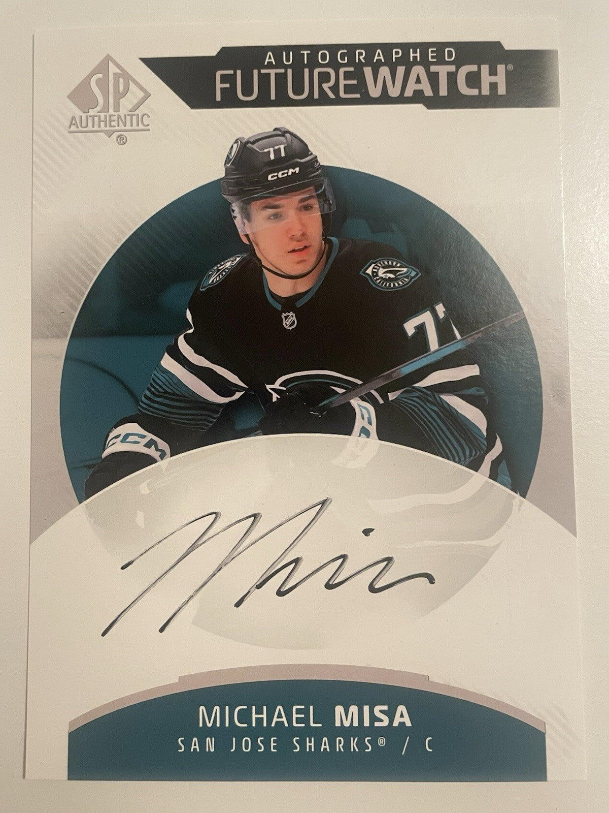 Michael Misa Signed 2025-26 SP Future Watch Jumbo 5X7 UD Launch Party Exclusive