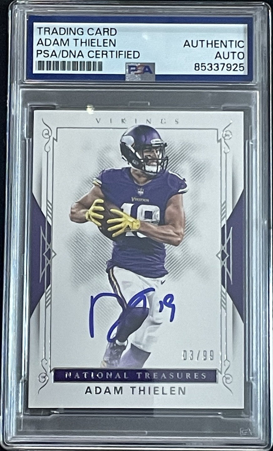 Adam Thielen Signed 2017 Panini National Treasures NT #4 PSA/DNA Autographed