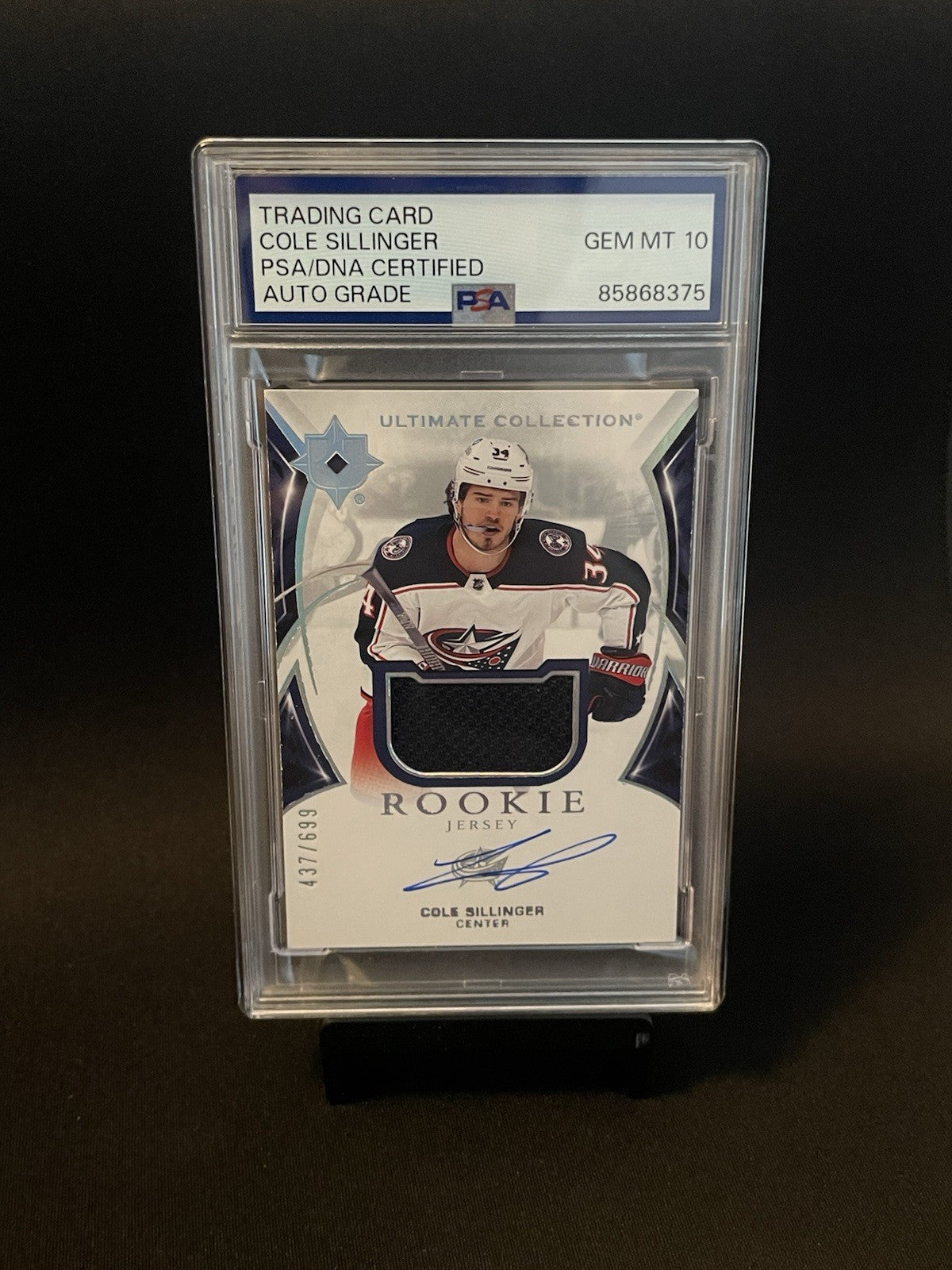 Cole Sillinger Signed 2021 UD Ultimate Collection PSA Patch Auto 10 Autographed