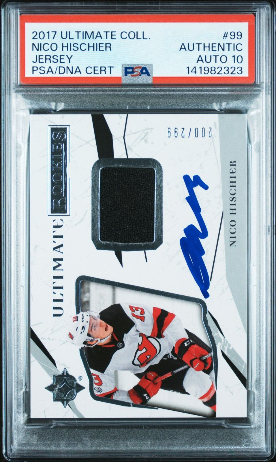 Nico Hischier Signed 2017 Ultimate Collection Jersey PSA/DNA Auto 10 #99 /299