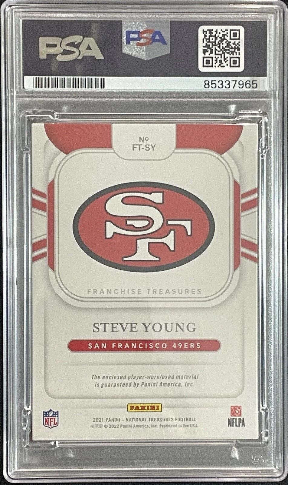 Steve Young Signed 2021 Panini National Treasures #FT-SY Card 8/10 PSA/DNA Auto