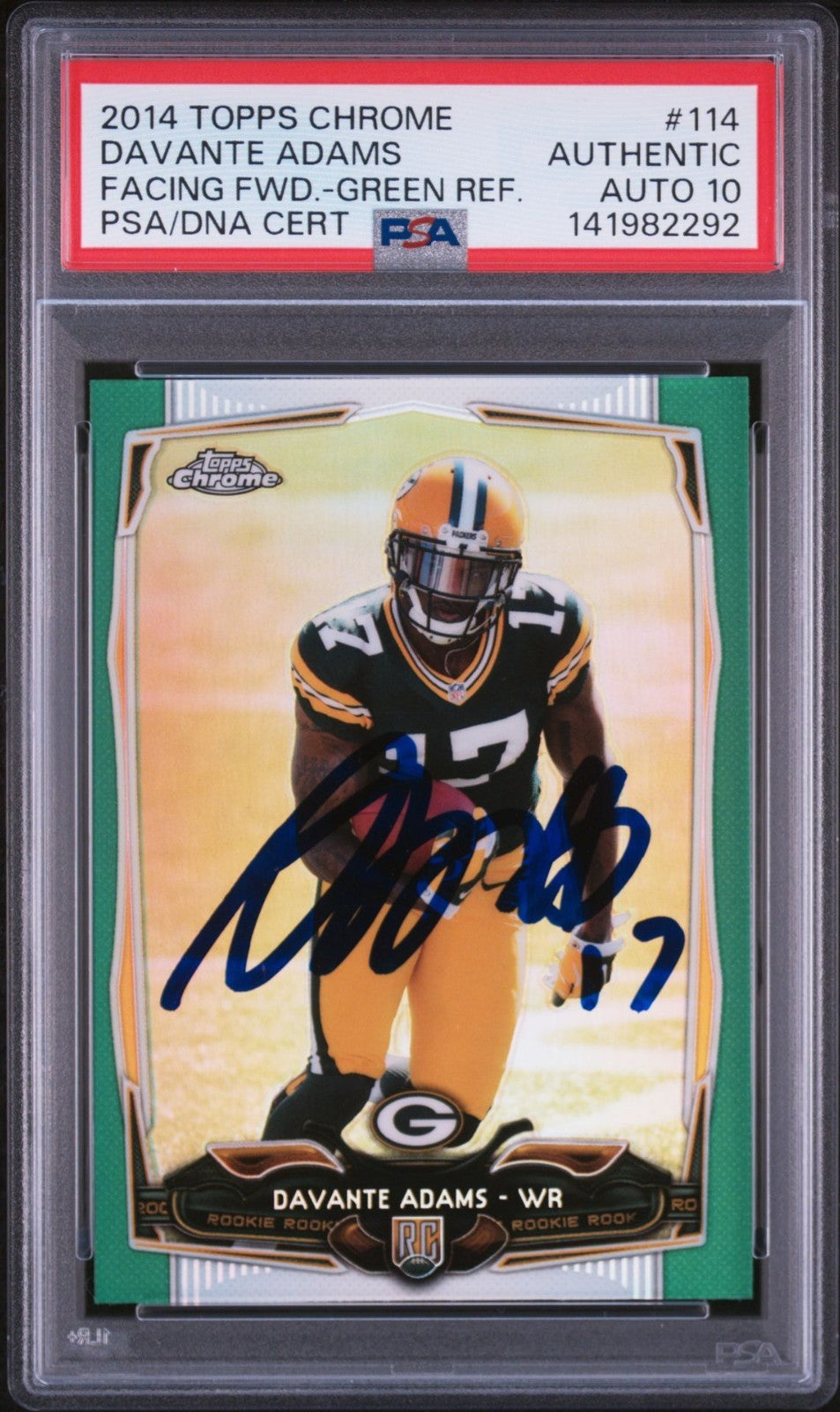 Davante Adams Signed 2014 Topps Chrome Green Refractor PSA Auto 10 #114 Rookie