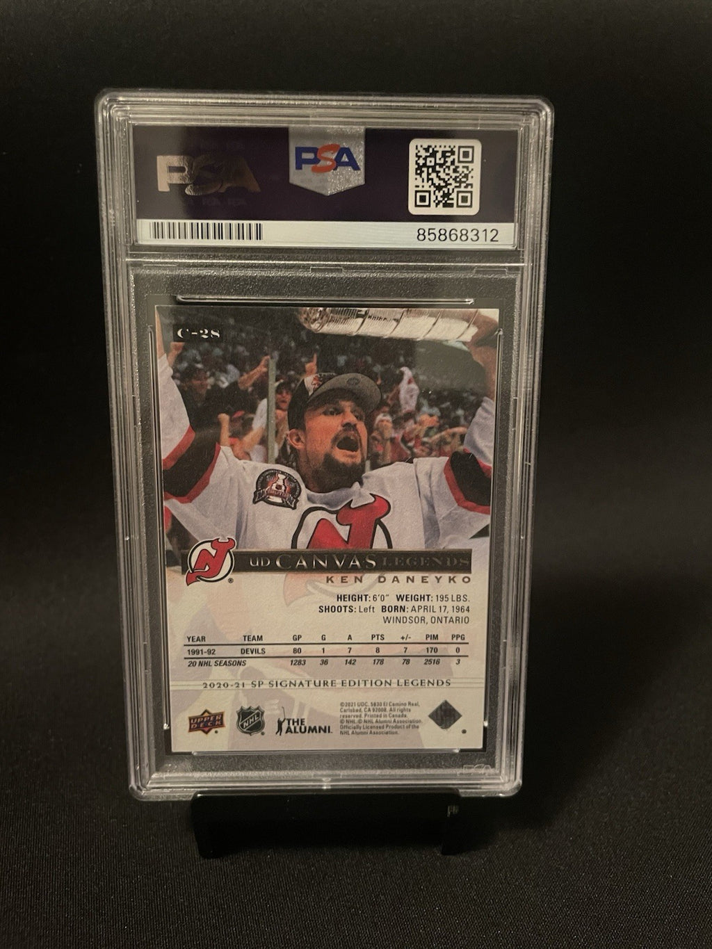 Ken Daneyko Signed 2020 UD Canvas PSA/DNA Auto 10 #C-28 Autographed NJ Devils