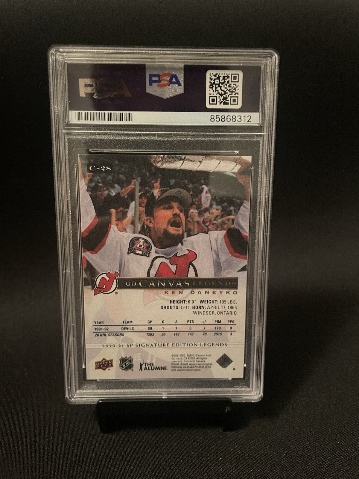 Ken Daneyko Signed 2020 UD Canvas PSA/DNA Auto 10 #C-28 Autographed NJ Devils