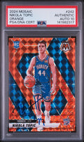 Nikola Topic Signed 2024 Mosaic Orange Prizm /249 PSA Auto 10 Rookie RC #242