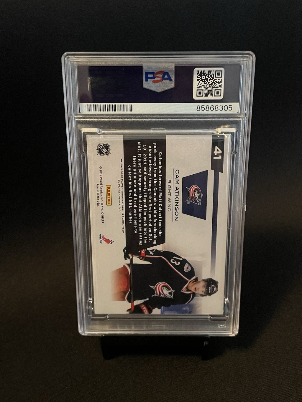 Cam Atkinson Signed 2012 Panini Elite PSA Patch Auto 10 #41 Autographed