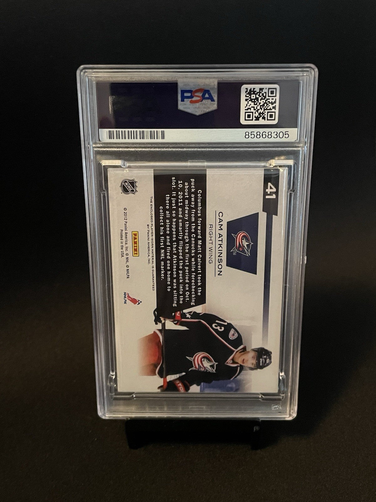 Cam Atkinson Signed 2012 Panini Elite PSA Patch Auto 10 #41 Autographed