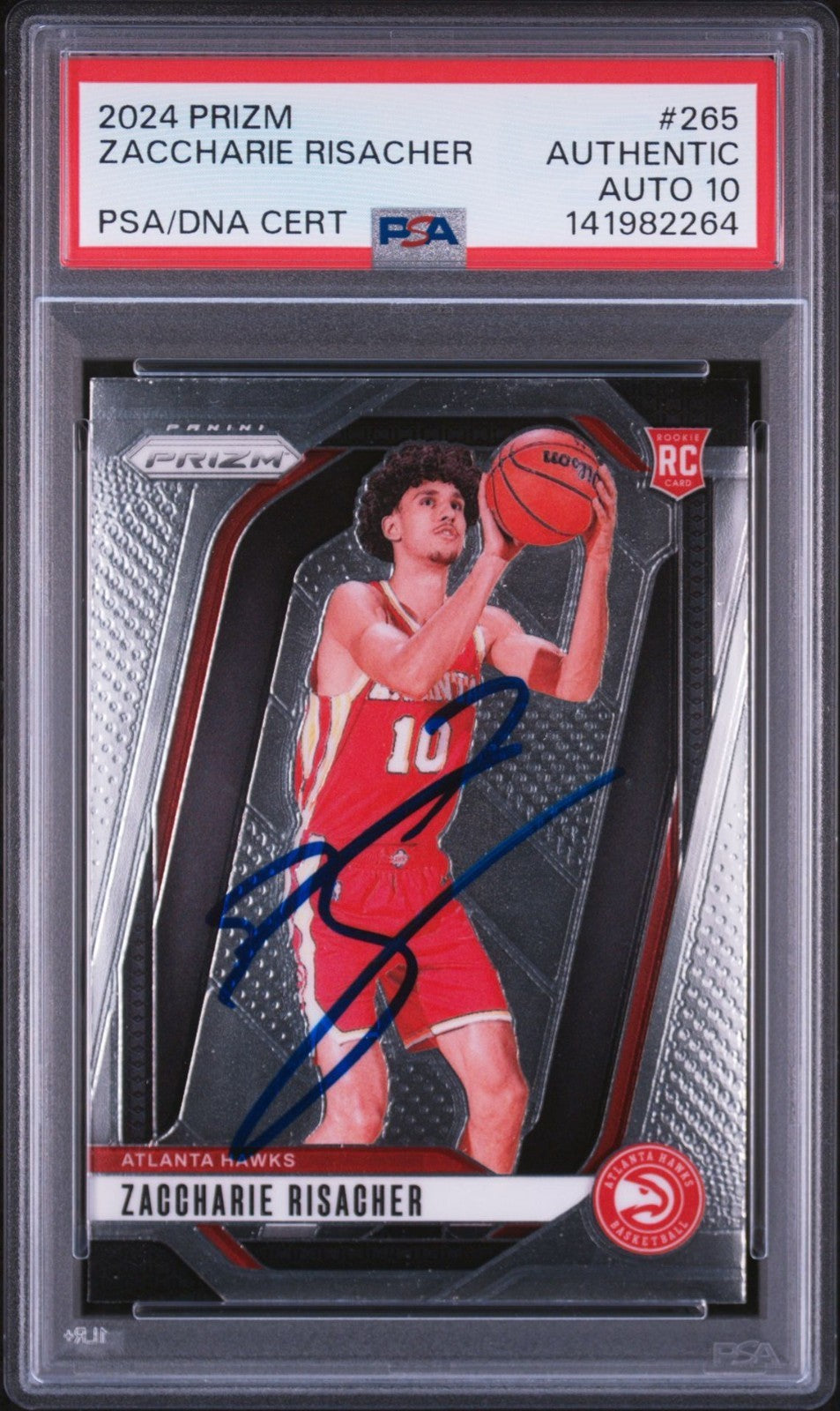 Zaccharie Risacher Signed 2024 Prizm PSA/DNA Auto 10 #265
