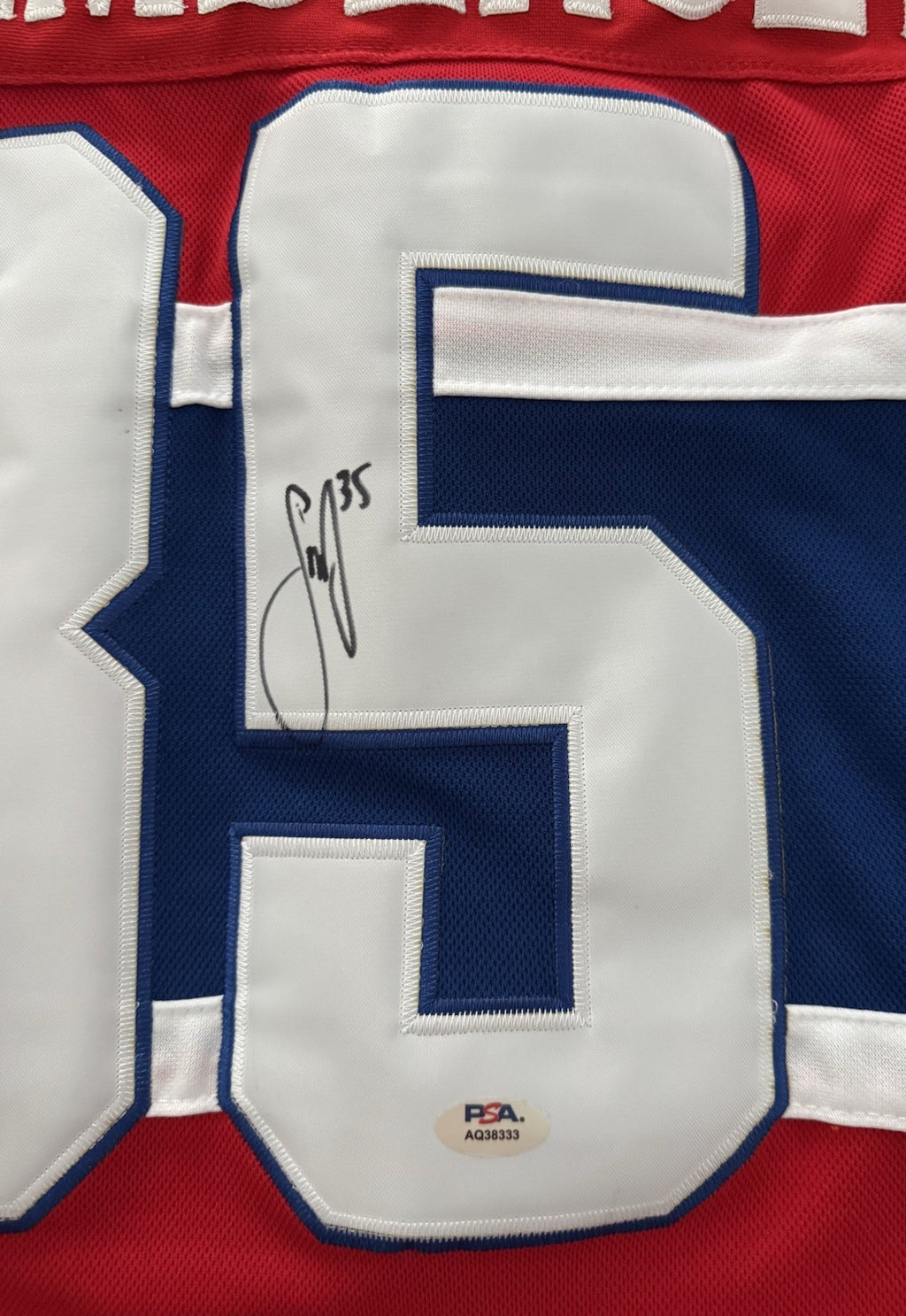 Samuel Montembeault Signed Jersey PSA/DNA Autographed Montreal Canadiens Stained