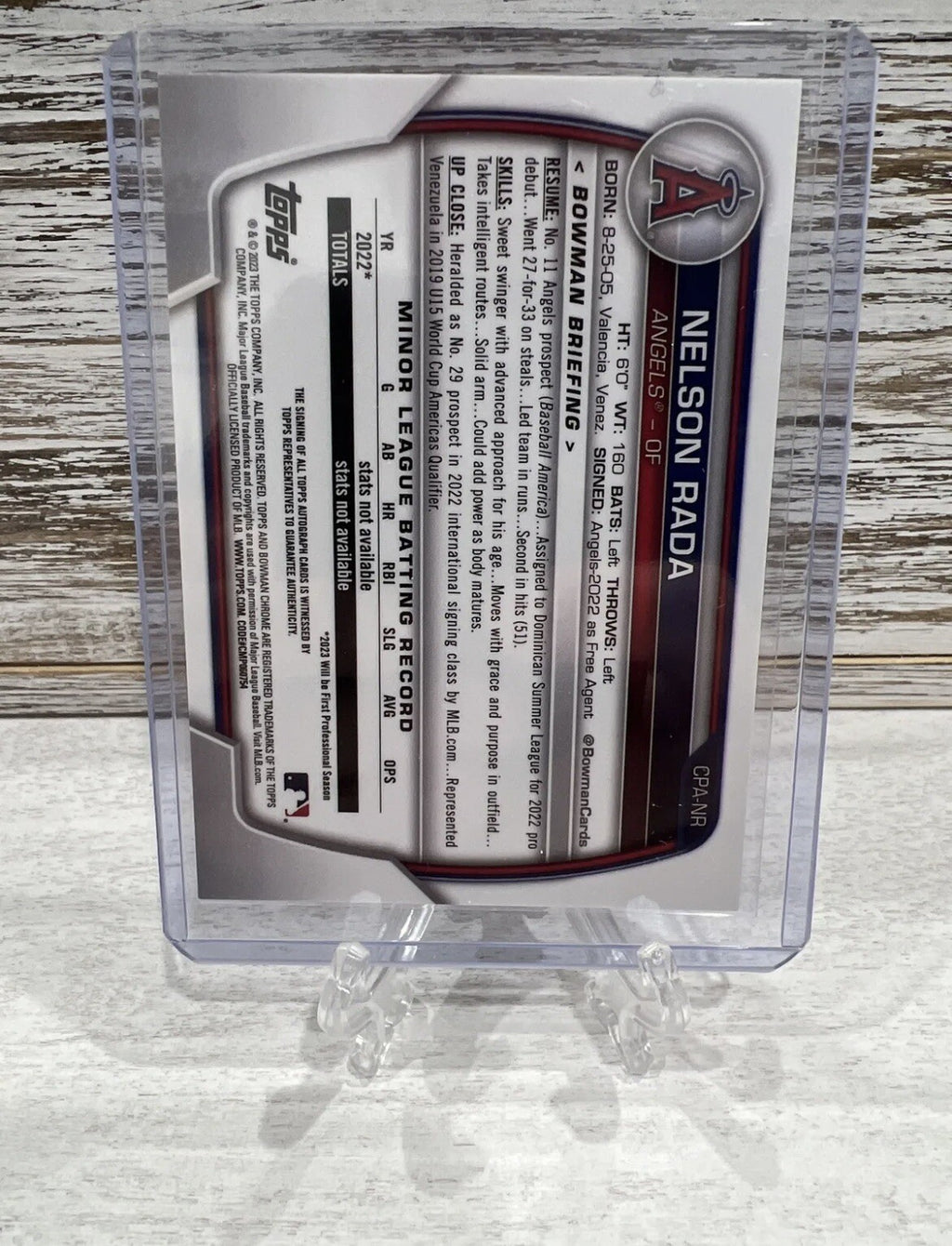 2023 Bowman Chrome NELSON RADA Speckle AUTO #d/299 1st Prospect Autograph