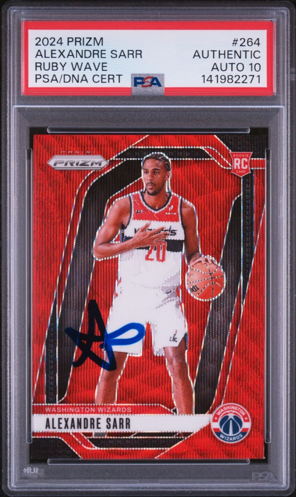 Alexandre Sarr Signed 2024 Prizm Ruby Wave PSA/DNA Auto 10 #264