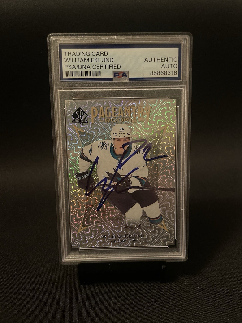 William Eklund Signed 2021 SP Authentic Pageantry Rookie PSA #P-72 Autographed