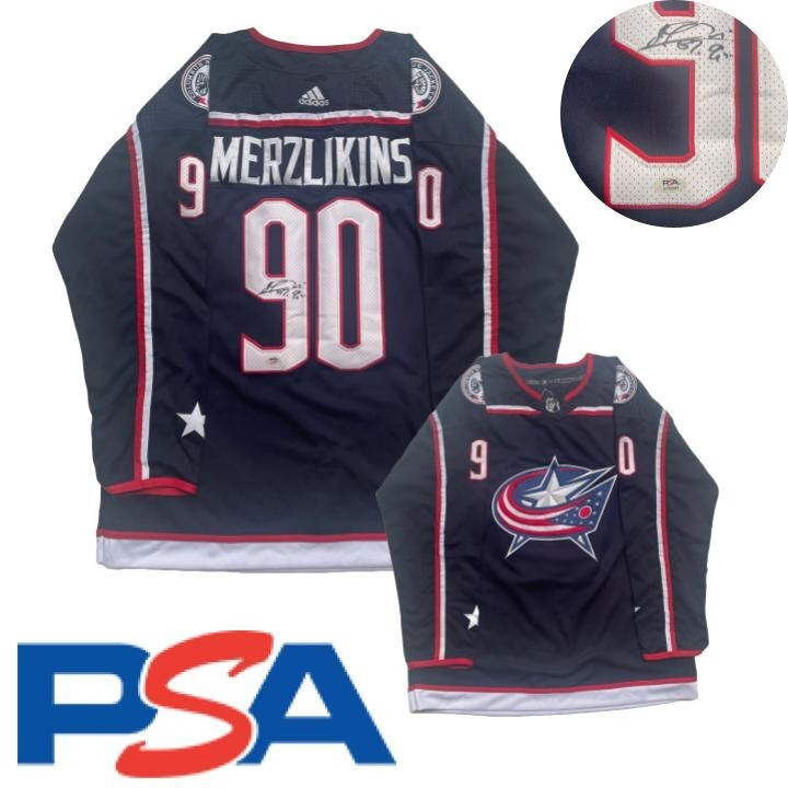 Elvis Merzlikins Signed Jersey PSA/DNA Autographed Columbus Blue Jackets