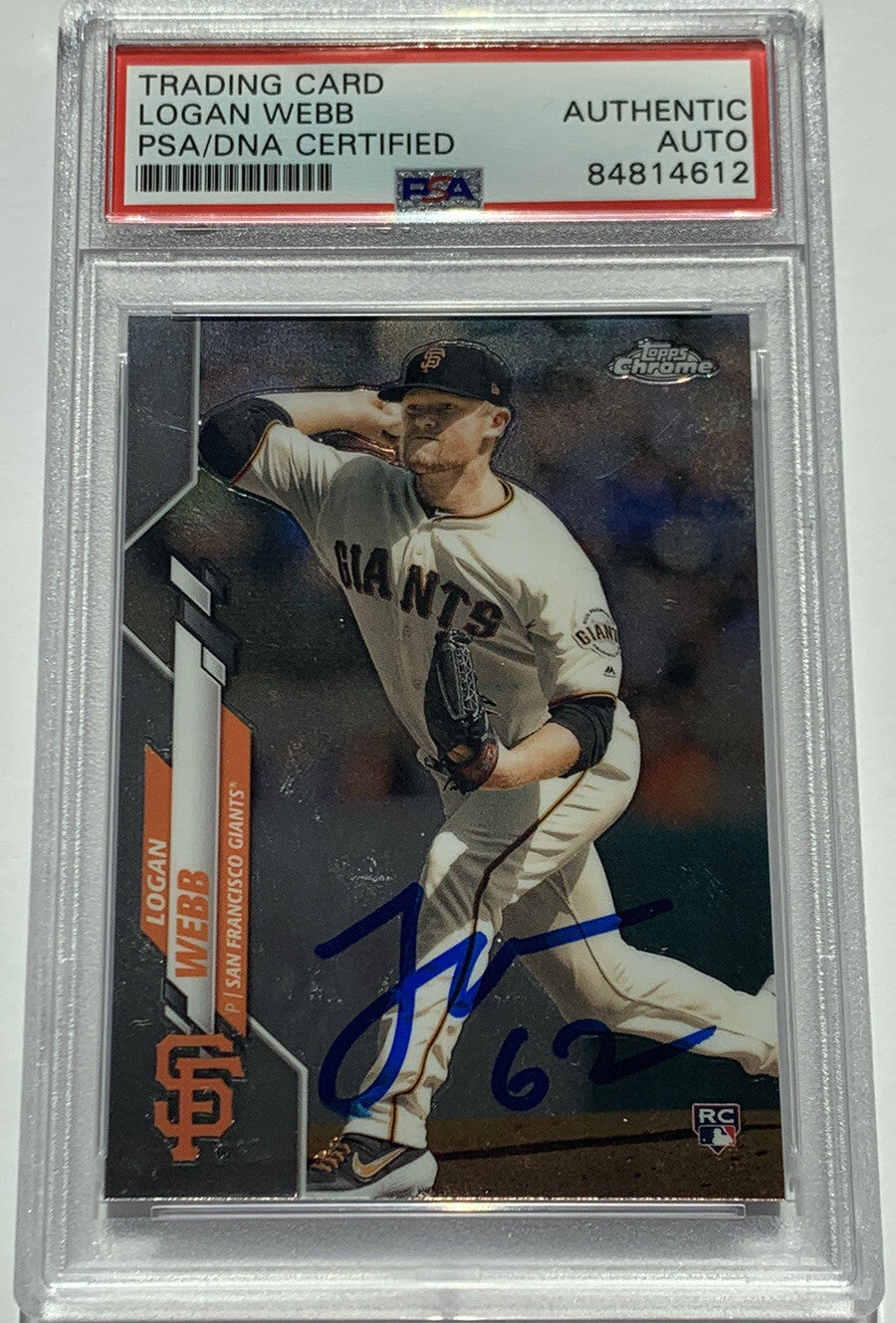 Logan Webb Signed 2020 Topps Chrome RC PSA/DNA San Francisco Giants Autographed