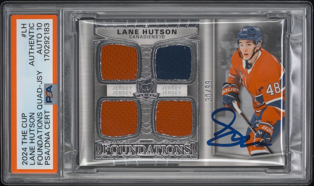 Lane Hutson Signed 2024 The Cup Foundations PSA Rookie Patch Auto 10 #LH