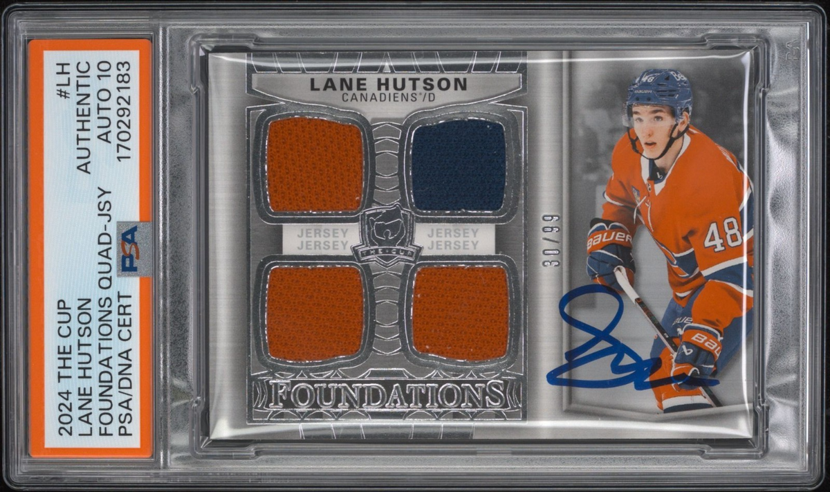 Lane Hutson Signed 2024 The Cup Foundations PSA Rookie Patch Auto 10 #LH