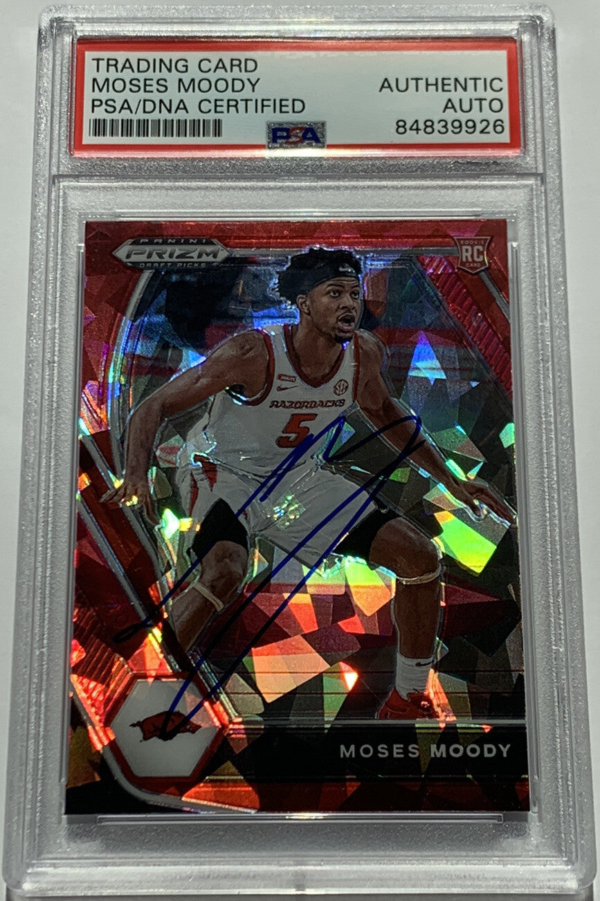 Moses Moody Signed 2021-22 Red Ice Prizm Draft Picks RC PSA/DNA Autographed #11