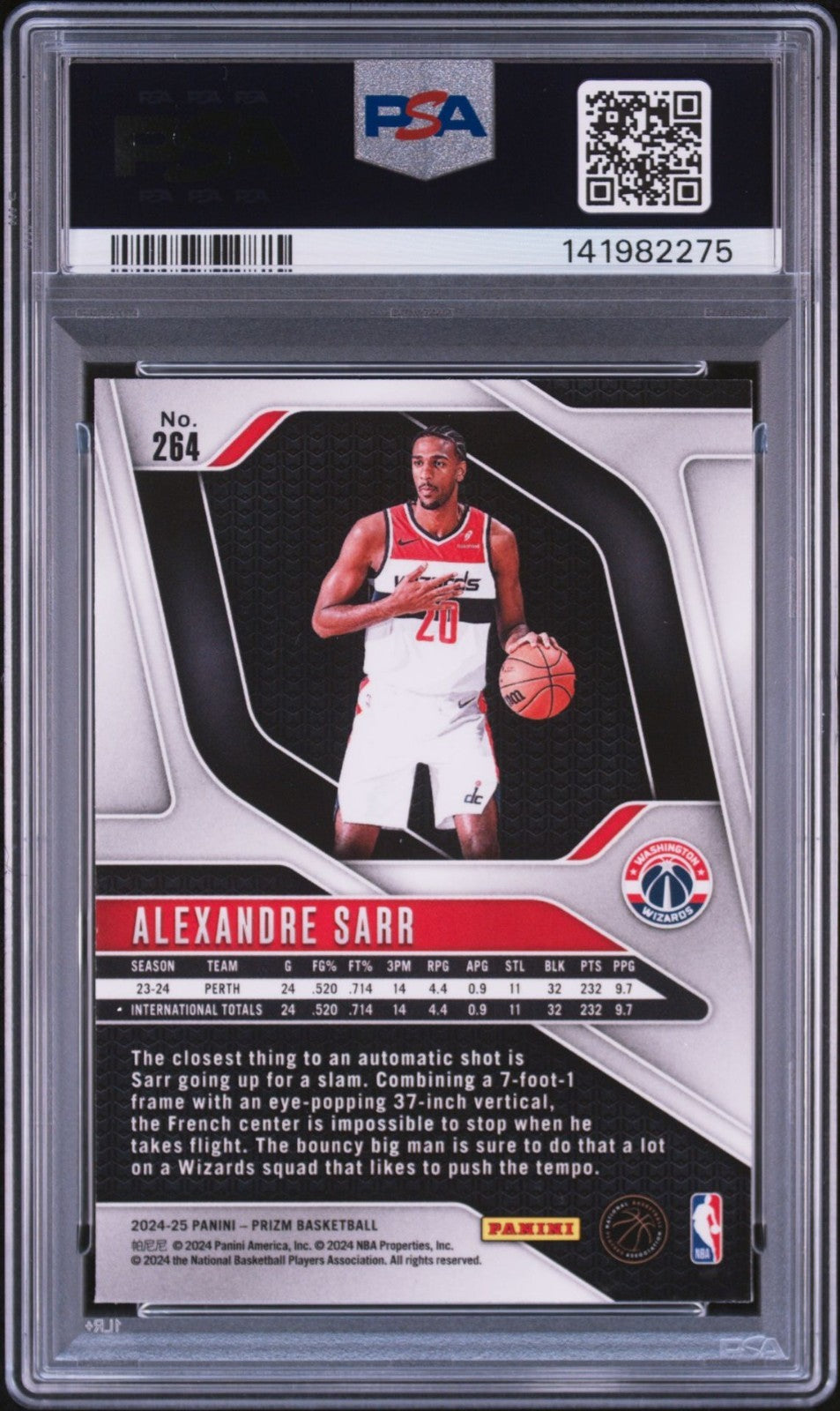 Alexandre Sarr Signed 2024 Prizm PSA/DNA Auto 10 #264