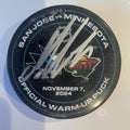 Macklin Celebrini Signed 11/7/24 Warm-Up Puck JSA First Multi Goal Game