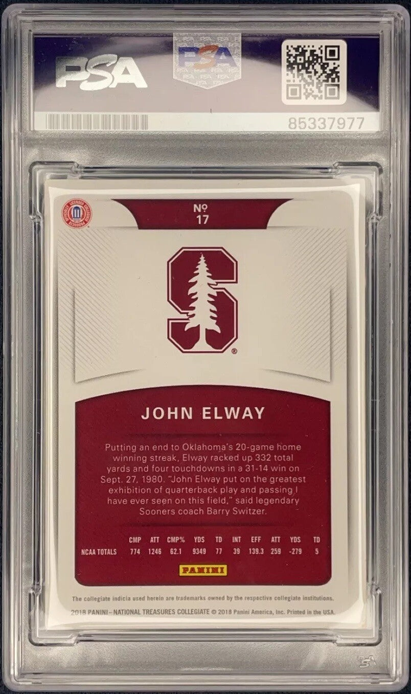 John Elway Signed 2018 Panini National Treasures NT #17 PSA/DNA Autographed
