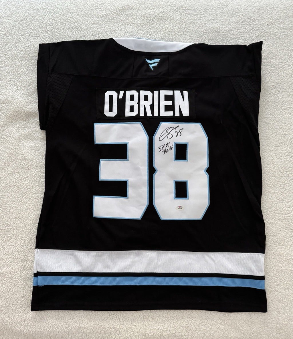 Liam O’Brien Signed Jersey PSA/DNA Autographed Utah Mammoth Inscribed Spicy Tuna