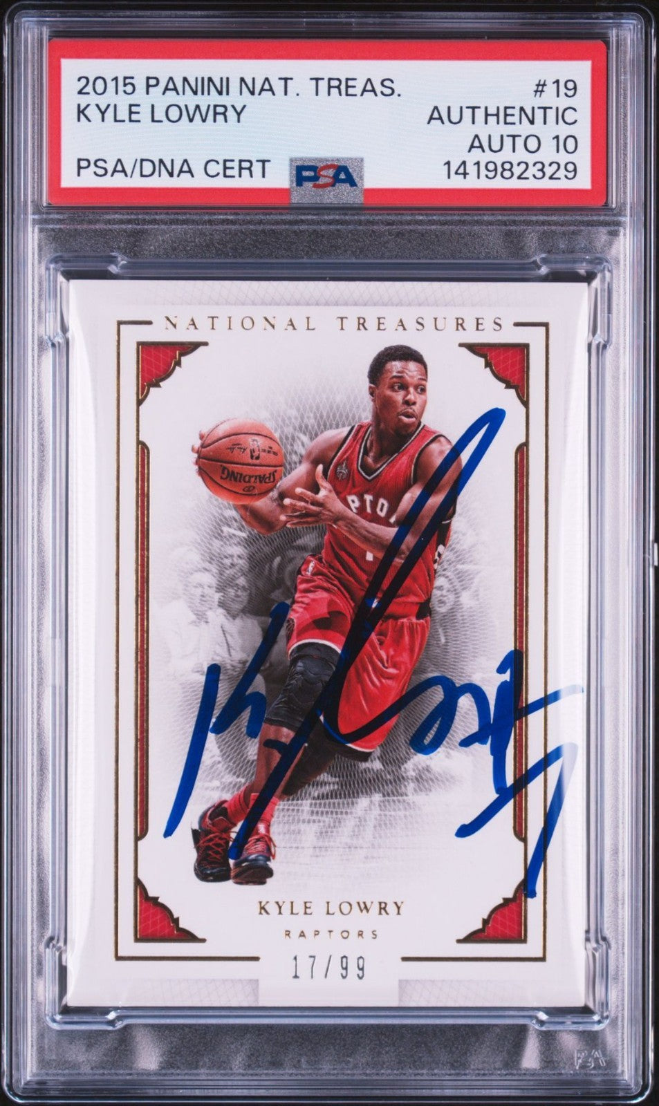 Kyle Lowry Signed 2015 Panini National Treasures PSA Auto 10 #19