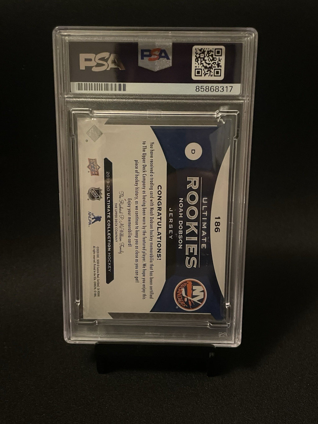 Noah Dobson Signed 2019 UD Ultimate Collection PSA Patch Auto 10 Autographed RC