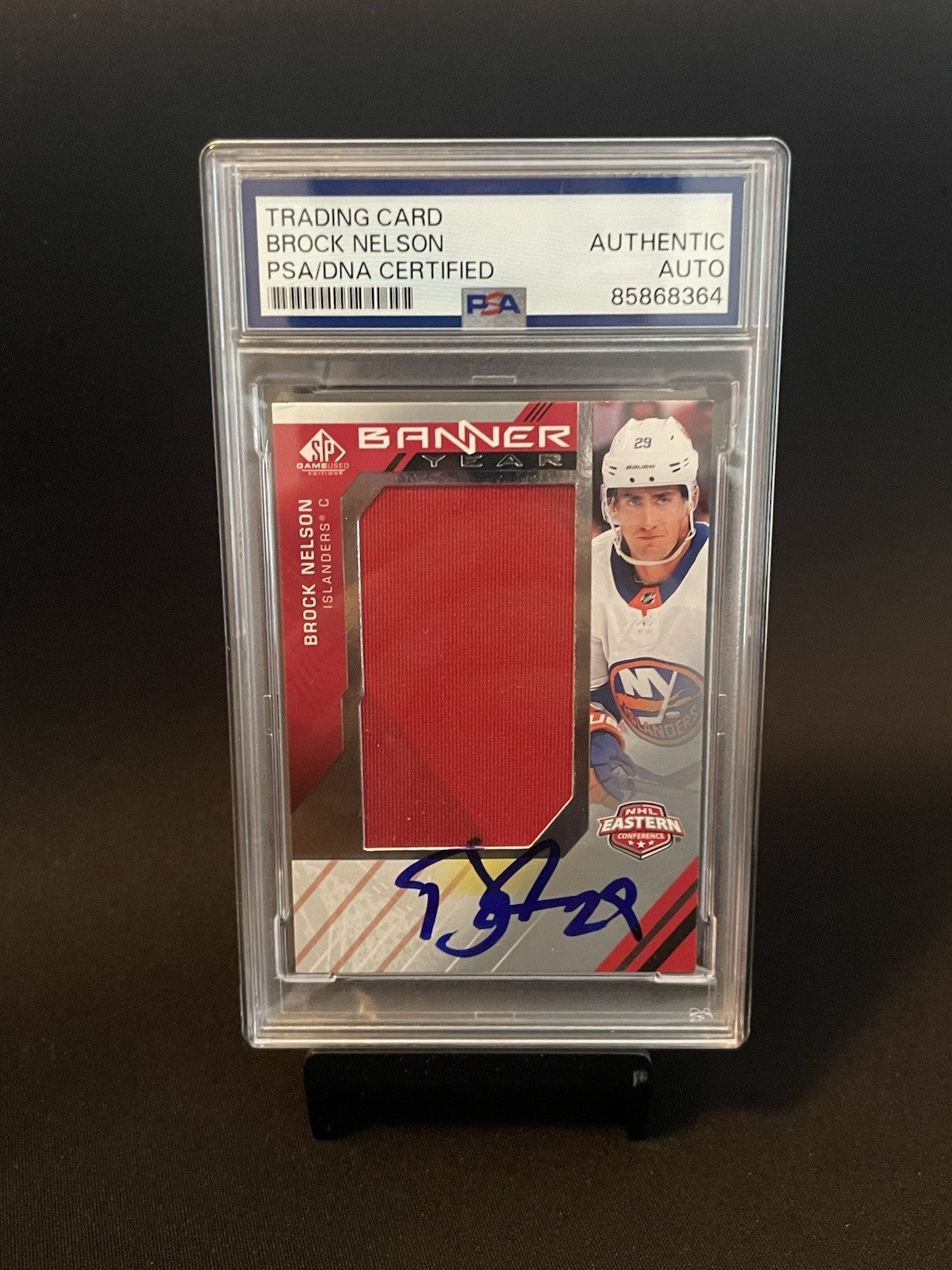 Brock Nelson Signed 2021 SP Game Used PSA Auto #BYEBN Banner Year Patch
