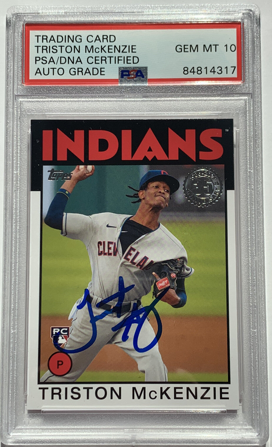 Triston McKenzie Signed 2021 Topps 1986 Series 2 RC PSA/DNA Auto 10 Autographed