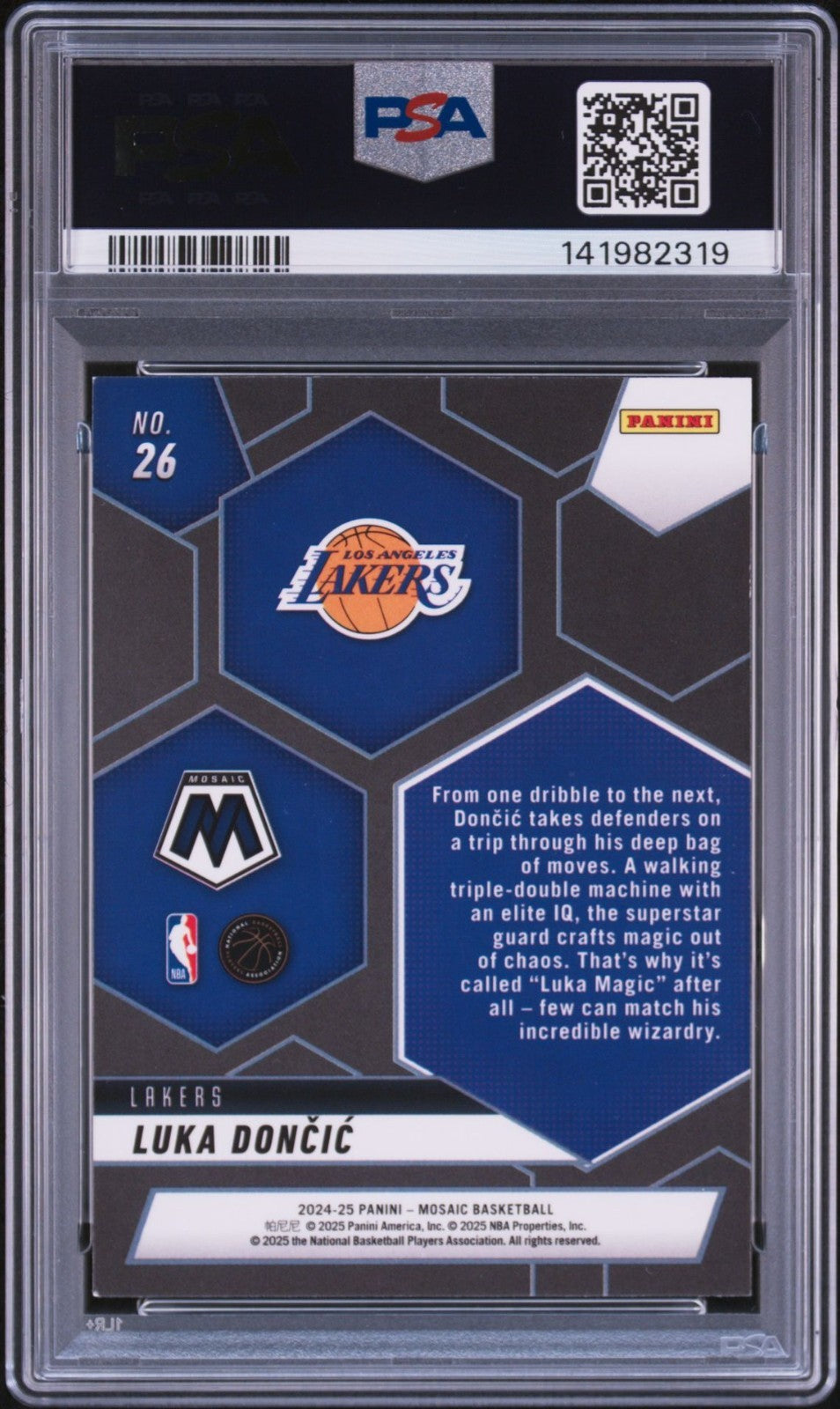 Luka Doncic Signed 2024 Panini Mosaic Montage PSA/DNA Auto 10 #26 LA Lakers