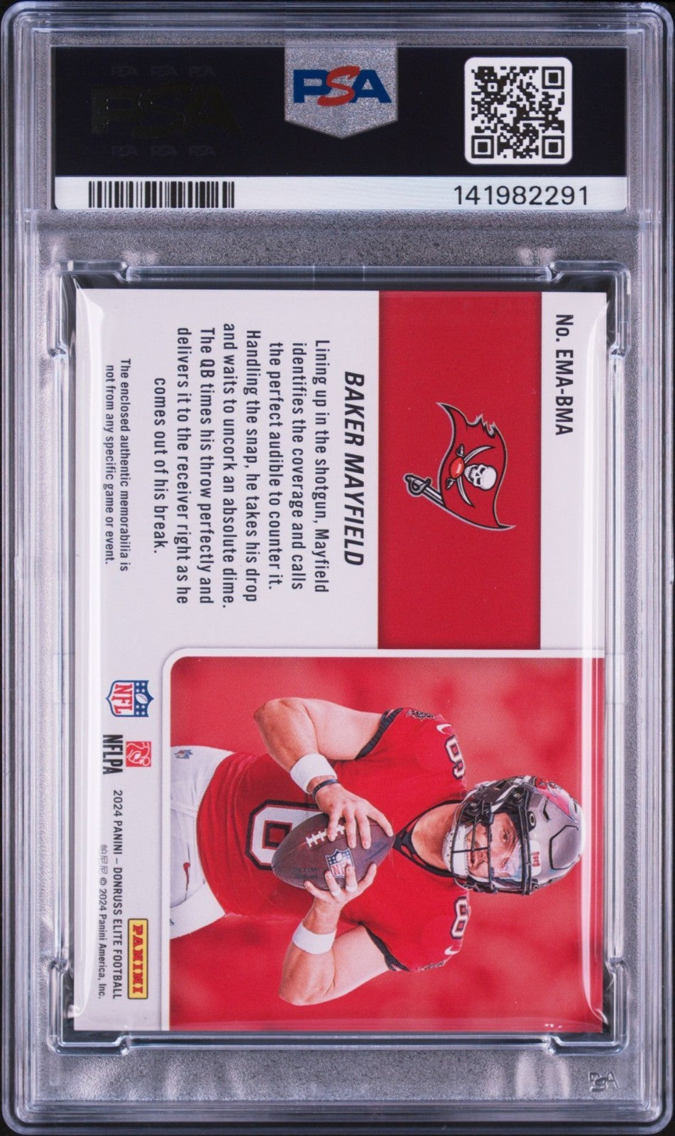 Baker Mayfield Signed 2024 Donruss Elite Epic Materials PSA Auto 10 #EMABMA