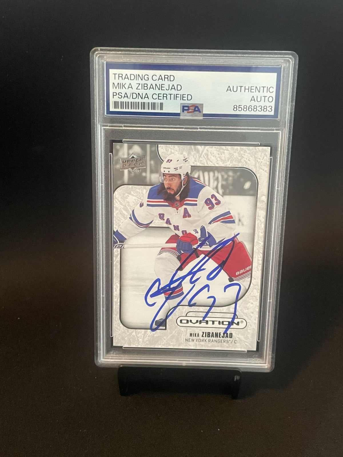 Mika Zibanejad Signed 2022 UD Ovation Hockey PSA/DNA #32 Autographed NY Rangers