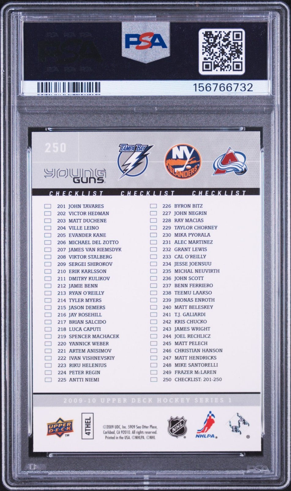 Hedman Tavares Duchene Signed 2009 UD Young Guns PSA #250 Autographed Card