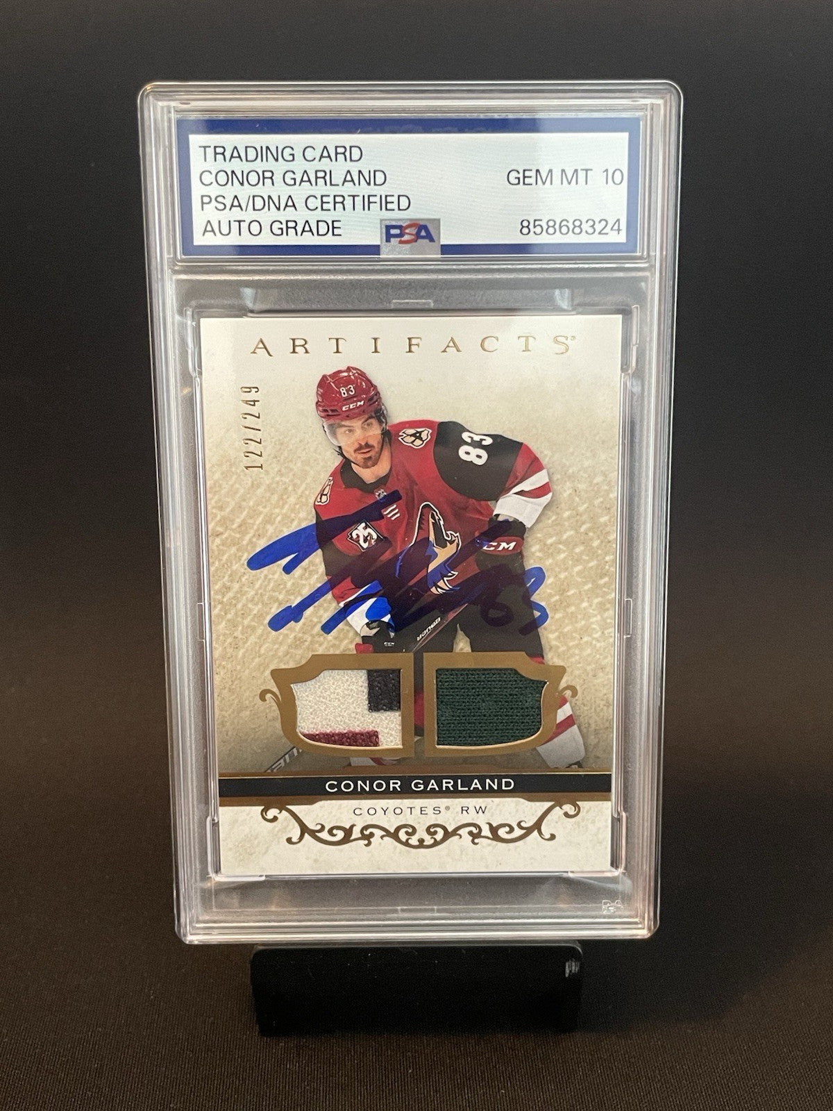 Conor Garland Signed 2021 UD Artifacts PSA Patch Auto 10 #77 Autographed /249