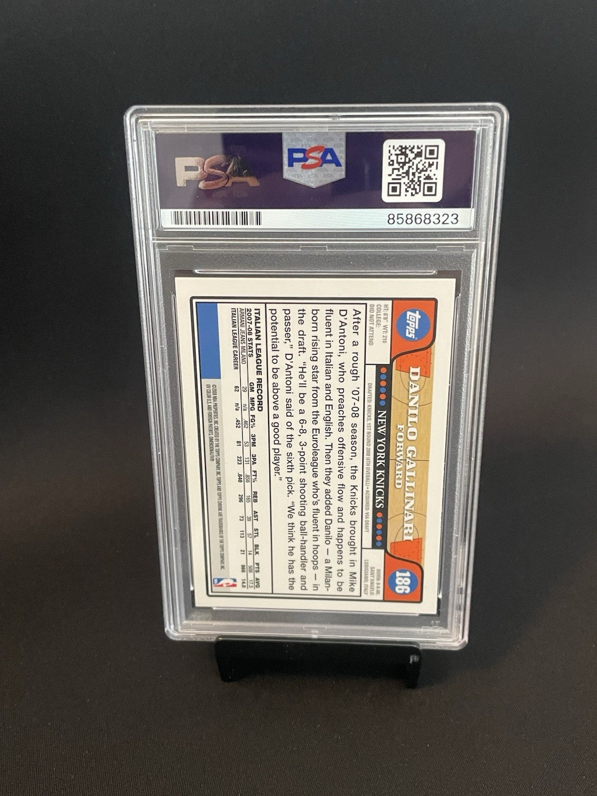 Danilo Gallinari Signed 2008 Topps Chrome PSA/DNA Auto Rookie Card RC #186 Italy