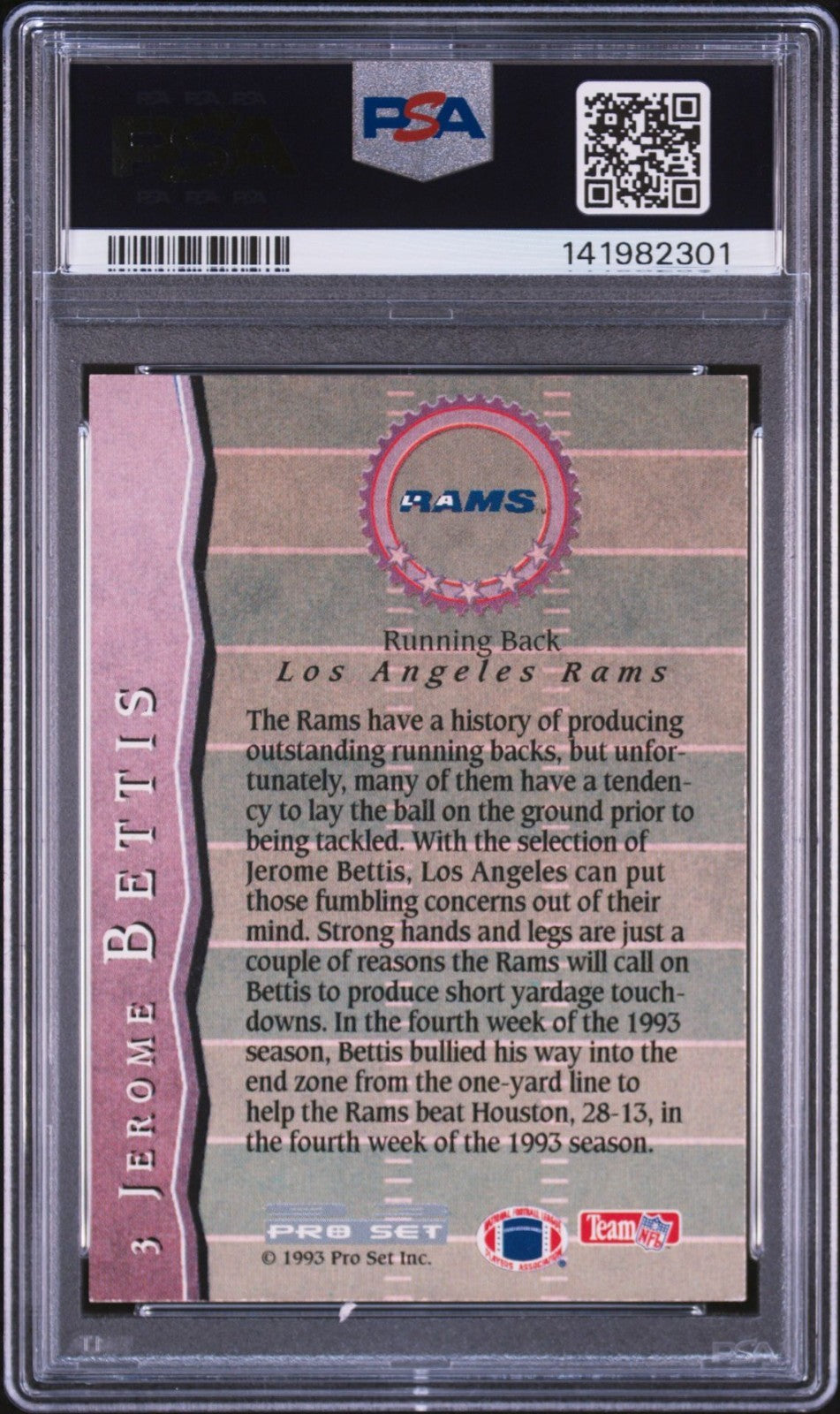 Jerome Bettis Signed 1993 Pro Set All-Rookies PSA Auto 10 #3 Rookie Rams