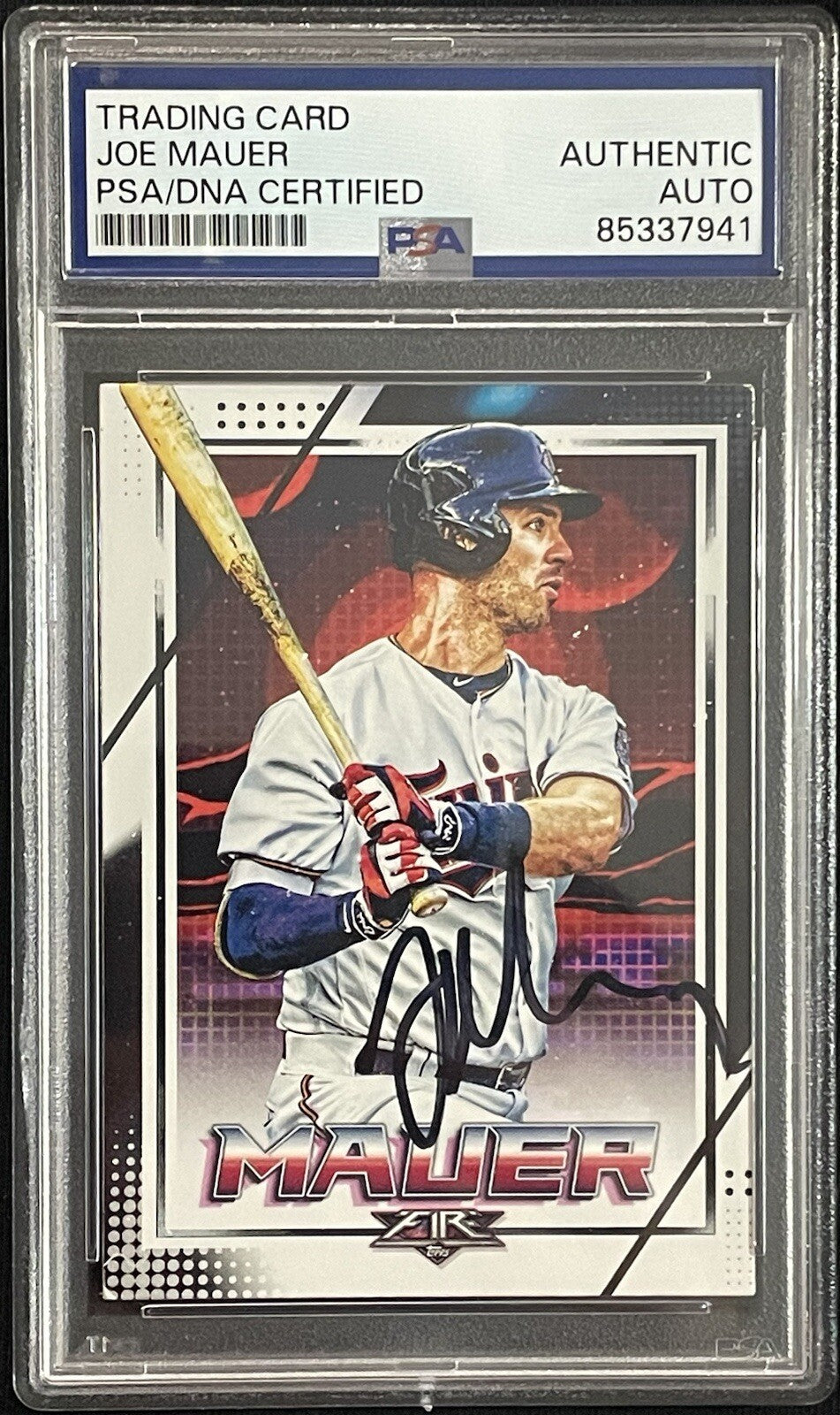 Joe Mauer Signed 2020 Topps Fire Card #13 PSA/DNA Autographed HOF Twins