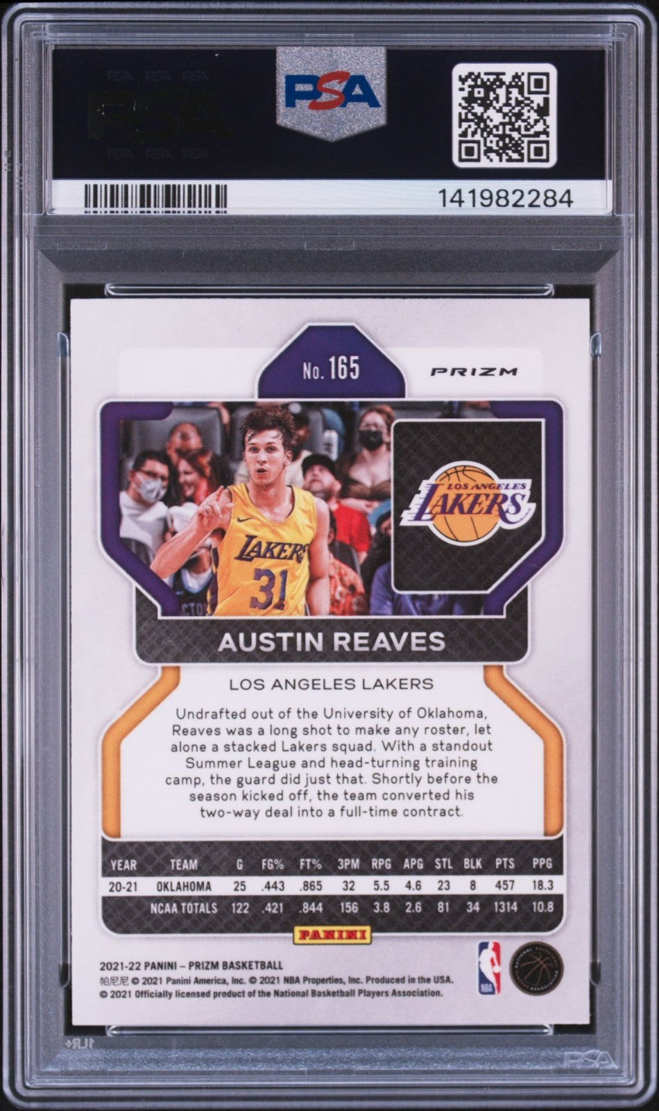 Austin Reaves Signed 2021 Factory Set Silver Wave Prizm PSA/DNA Auto 10 #165