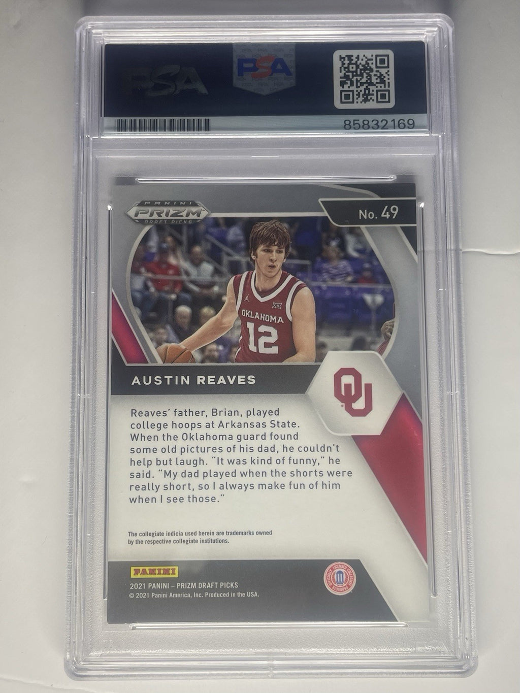 Austin Reaves Signed 2021 Prizm Draft Picks PSA/DNA #49 Autographed Sooners