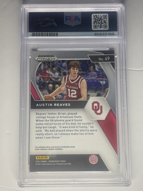 Austin Reaves Signed 2021 Prizm Draft Picks PSA/DNA #49 Autographed Sooners