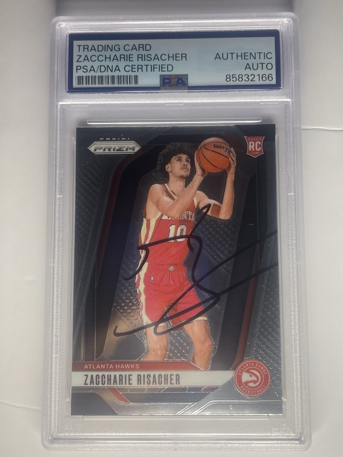Zaccharie Risacher Signed 2024 Prizm PSA/DNA Autographed #265 Atlanta Hawks