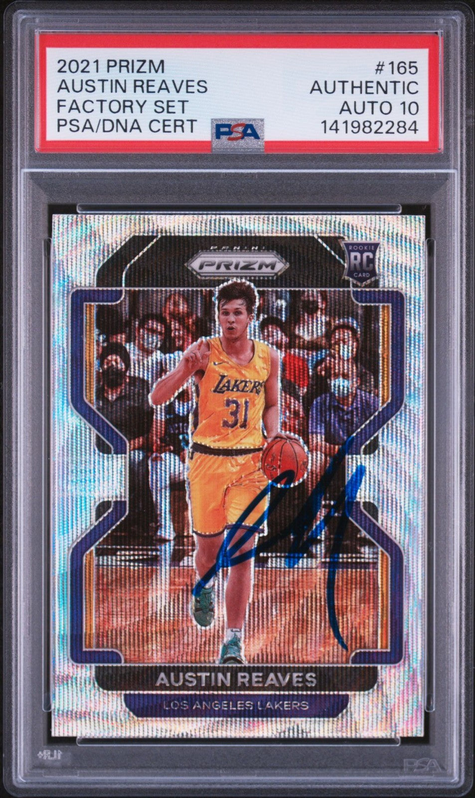 Austin Reaves Signed 2021 Factory Set Silver Wave Prizm PSA/DNA Auto 10 #165