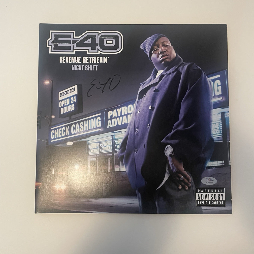 E-40 Signed Revenue Retrievin’ Night Shift LP Vinyl PSA/DNA Autographed Album