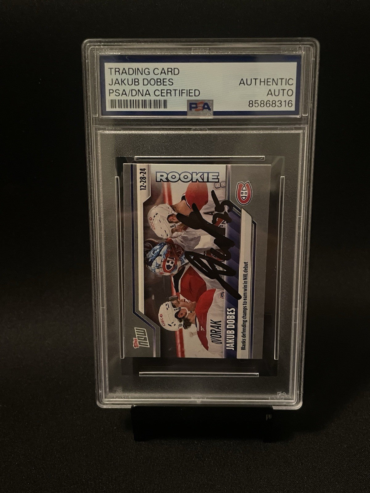 Jakub Dobes Signed 2024 Topps Now PSA Rookie #74 Autographed RC Canadiens