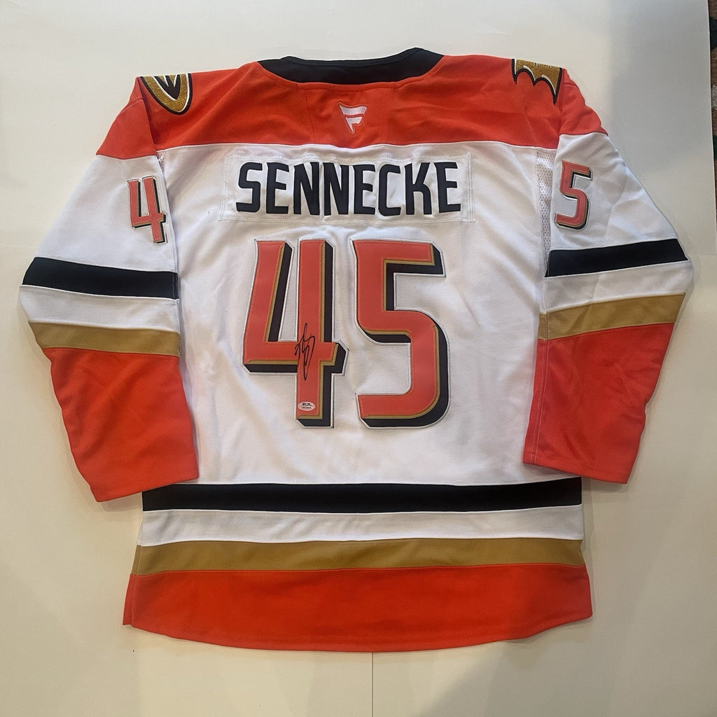 Beckett Sennecke Signed Jersey PSA/DNA Autographed Anaheim Ducks