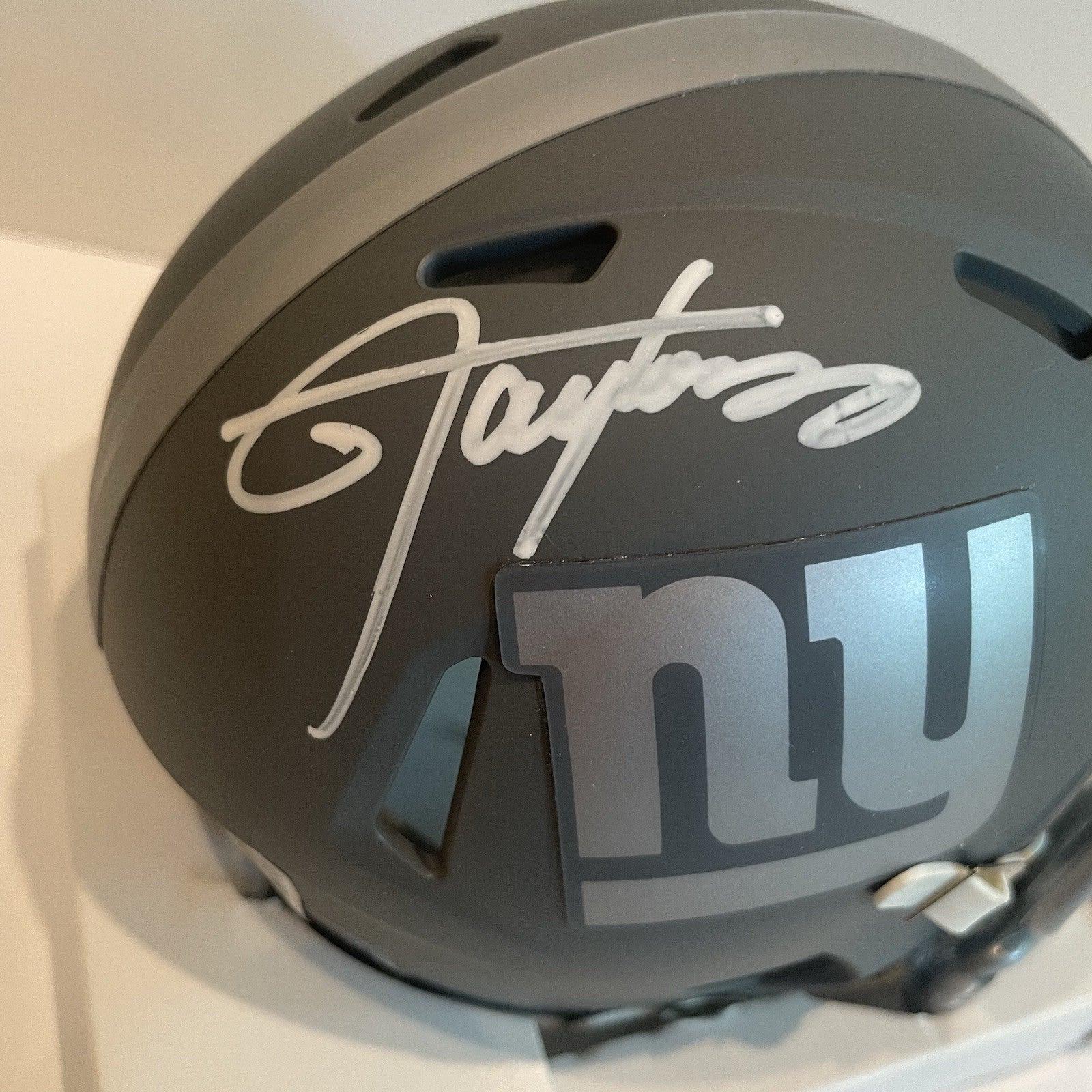 Lawrence Taylor Signed New York Giants Slate Mini Helmet Beckett Autographed HOF