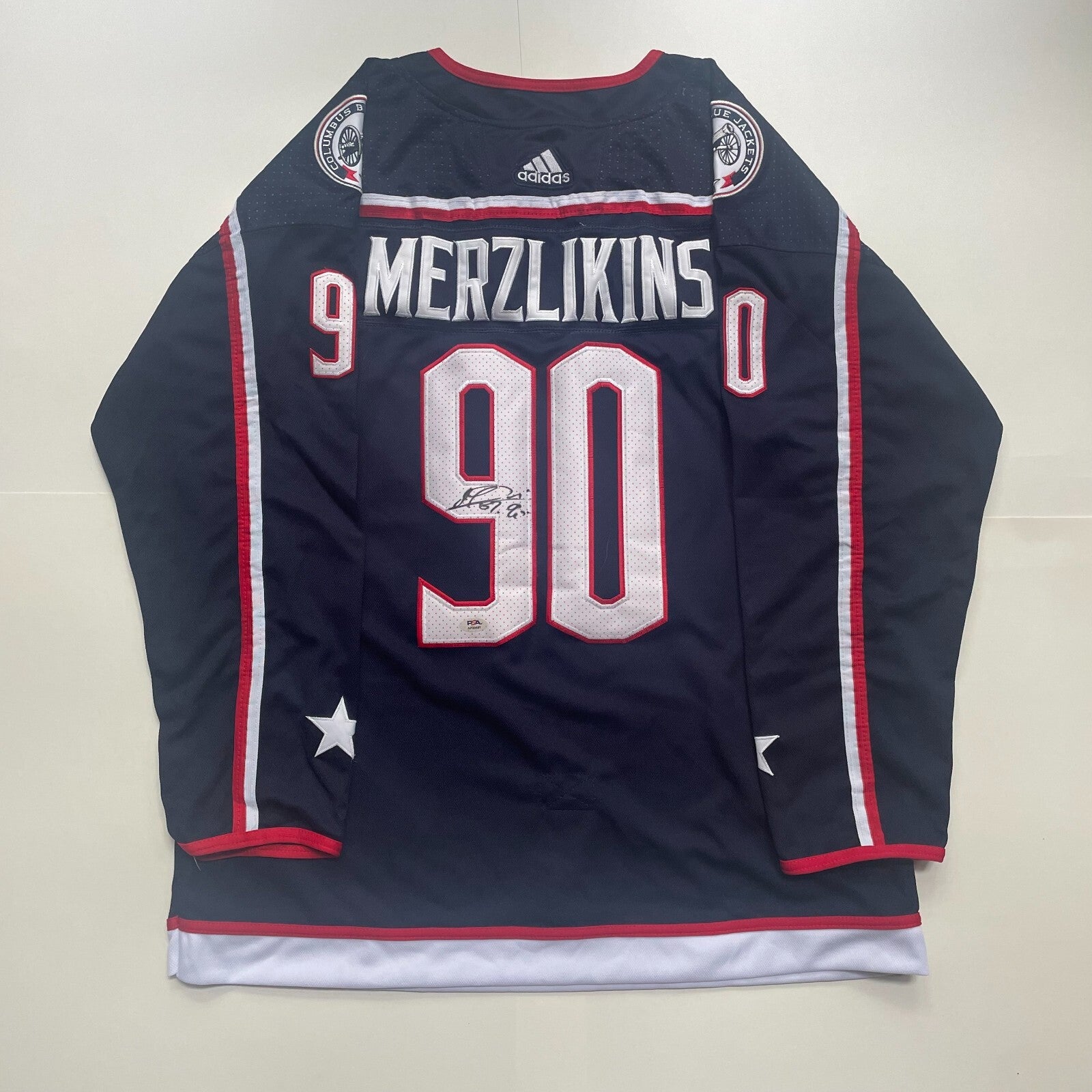 Elvis Merzlikins Signed Jersey PSA/DNA Autographed Columbus Blue Jackets