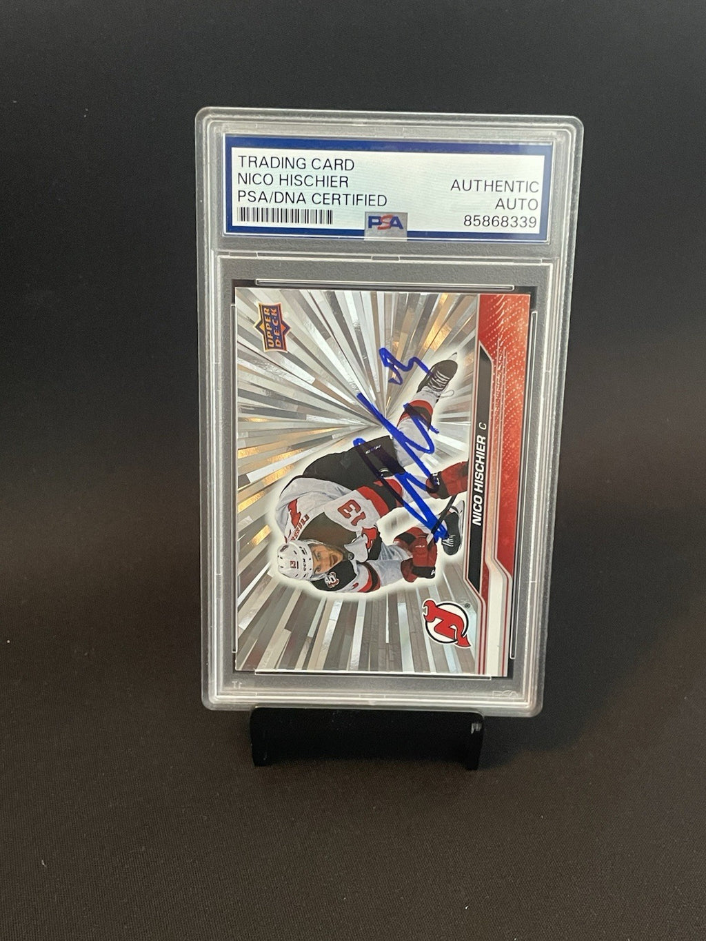 Nico Hischier Signed 2023 UD #356 PSA/DNA Autographed New Jersey Devils